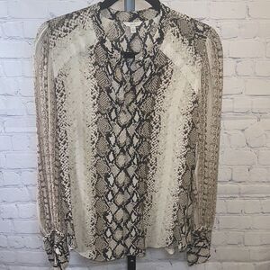 Joie Black and Cream Snake Print Blouse